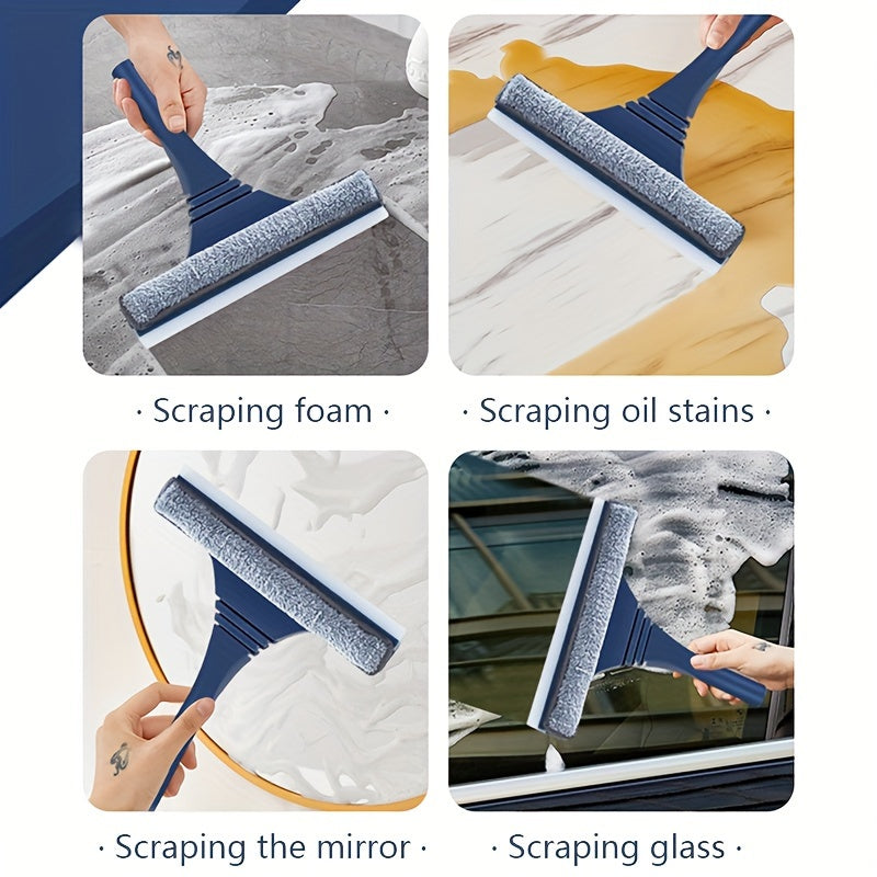 "Cho'ziladigan Uzoq Tutqichli Deraza Tozalash Cho'tkasi va Squeegee - Shisha va Polni Tozalash uchun Moslashuvchan Boshli 2-in-1 Asbob, Nikel, Plastik va Silikondan Yasalgan"