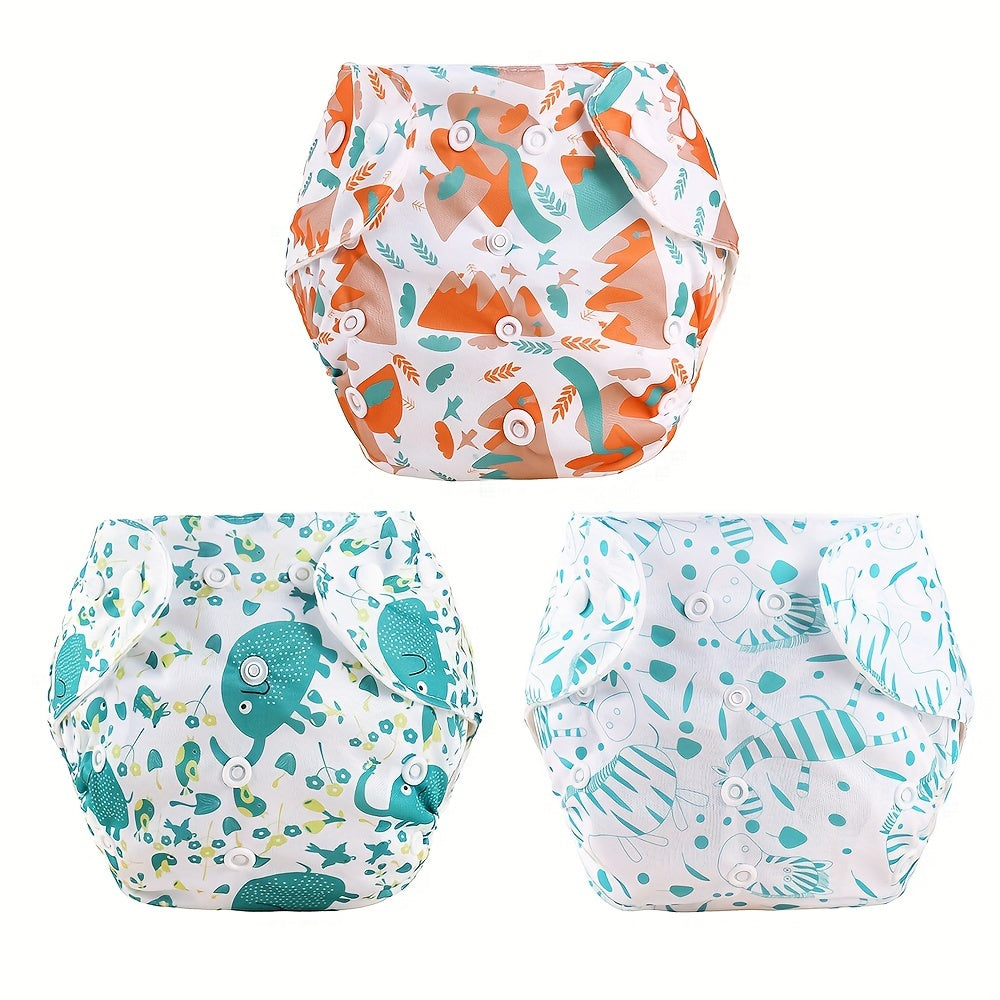 3-to'plam bolalar uchun suv o'tkazmaydigan paxta tagliklari, snaps bilan, yangi tug'ilganlardan 3 yoshgacha