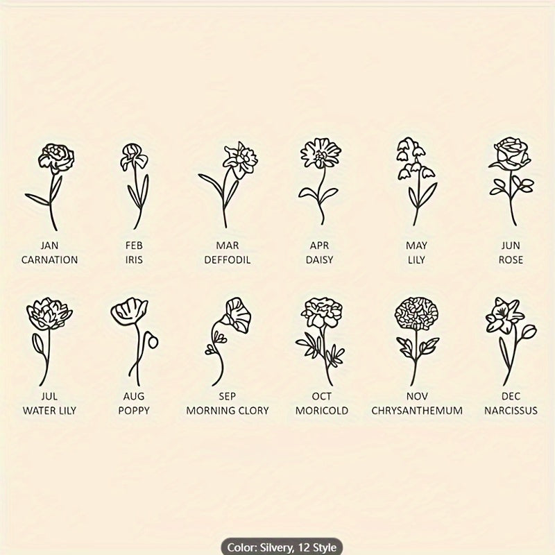 Birth Flower Necklace for Women 18K Gold Plated Stainless Steel Customizable with Birthstone