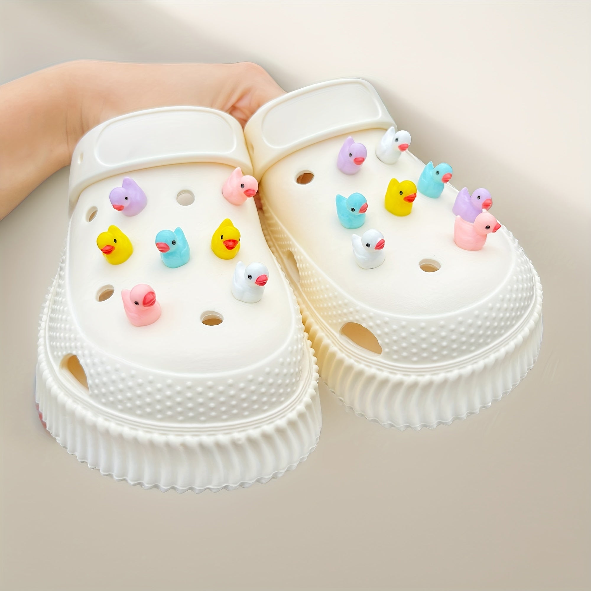 15Pcs Cute 3D Duck PVC Shoe Charms for Sandals Slippers Decoration