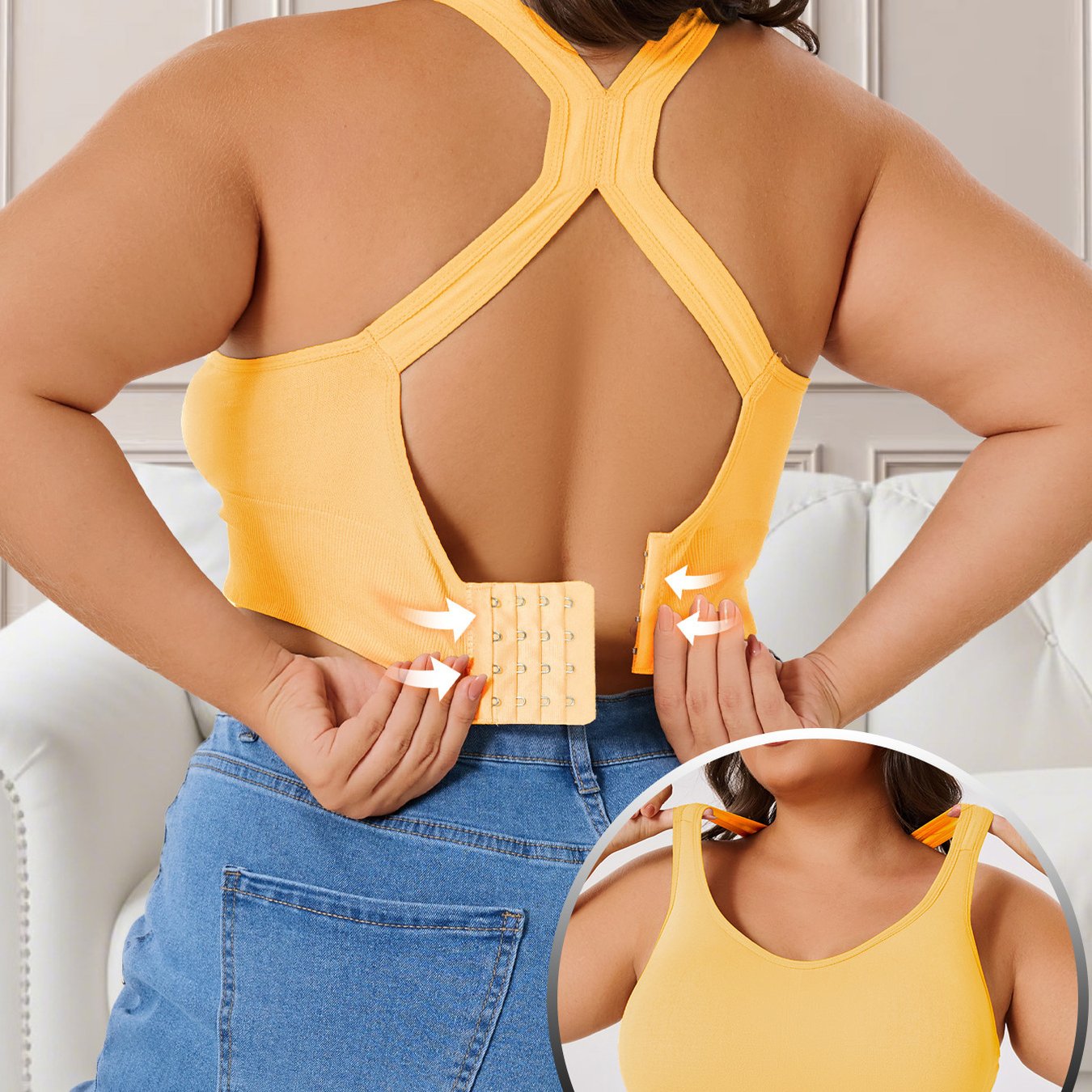 Women’s Breathable Sports Bra Plus Size Tummy Control Removable Pads