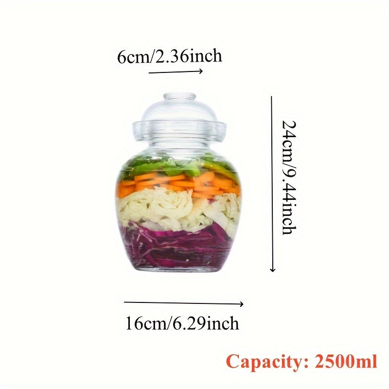 Glass Fermentation Jar 1500ml with Lid for Pickling Kimchi Sauerkraut Water Seal
