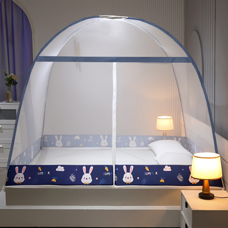 Pop-Up Mosquito Net for Bed with Full Coverage Easy Setup Durable Cartoon Design
