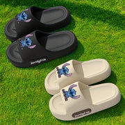 Kids Plush Slip-On Slippers, Cute Cartoon Print, Indoor Comfort, EVA