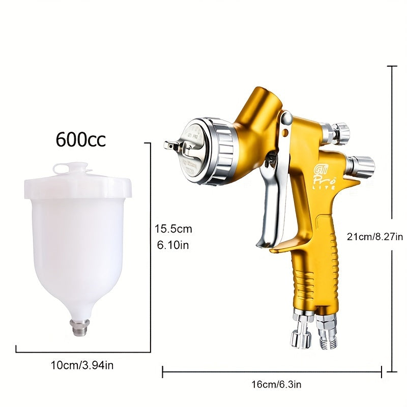 Professional HVLP püskürtme quroli 1.3mm 600cc bo'yoq purkash uchun avtomobil mebel primer yuqori qatlam