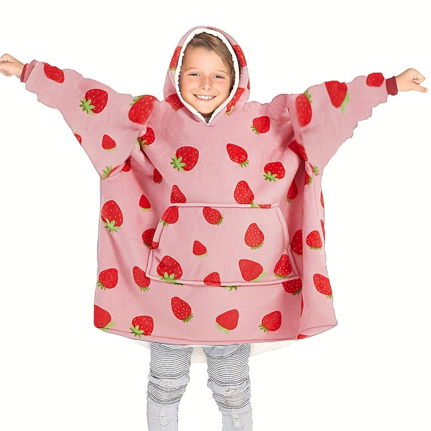 Double Layer Flannel Hoodie Blanket for Cozy Lounging on Sofa or Bed