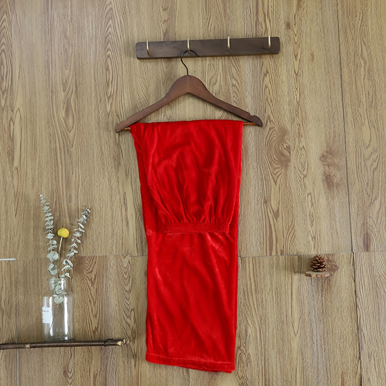 Stylish Santa Claus Costume 5-Piece Red Coat Trousers Hat Beard for Holiday Dress Up