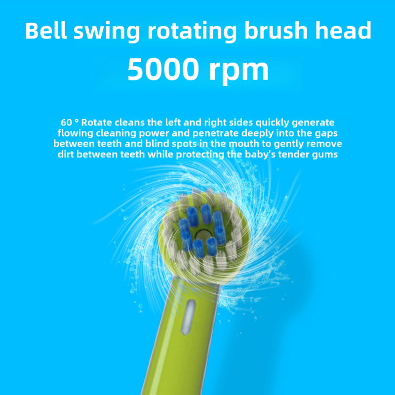 Kids Electric Toothbrush 3 Colors Smart Rotating Brush Heads Safe Round Head