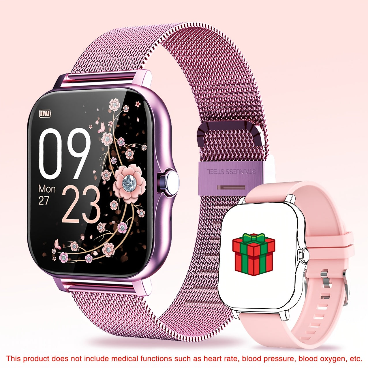 Smart Watch with Touch Screen Call Function Fitness Tracker Zinc Alloy Case Silicone Band
