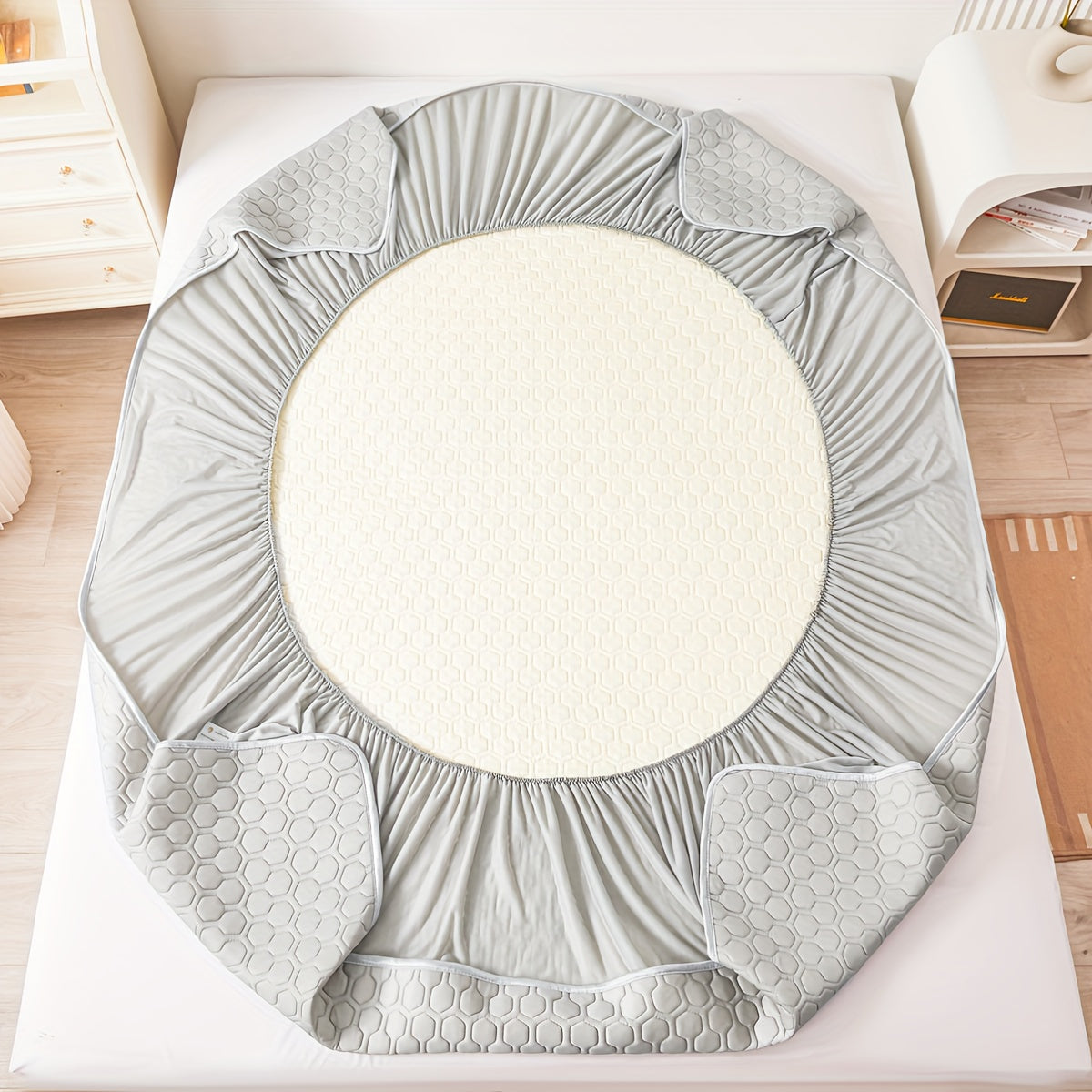 Muz his-tuyg'usi dizayni bilan Lateks Cool Matras Qoplamasi, Bir xil rang, Mashinada yuvish mumkin, Qalin tikilgan ip. Yotoqxonalarga, Talabalar yotoqxonalari, Mehmonxonalar uchun mos. Yostiq qoplamalari kiritilmagan.