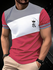 Camiseta de manga corta para hombre en negro, gris y blanco, de poliéster, transpirable y casual