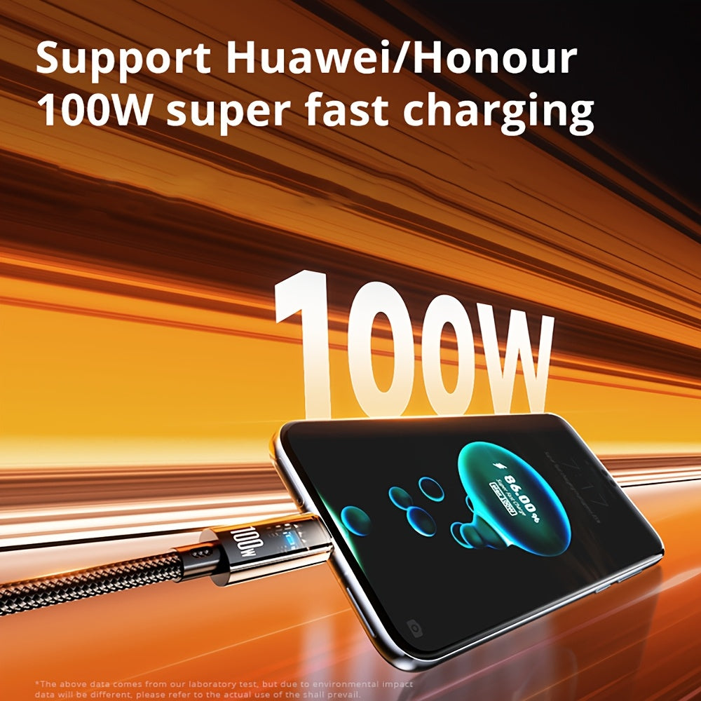 USB Type-C Fast Charging Cable 100W 6A Flat PVC Glossy Data Transfer