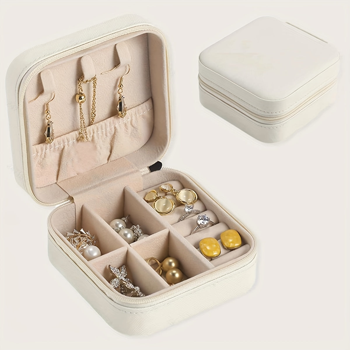 Caja organizadora de joyas de viaje para pendientes, collares y anillos
