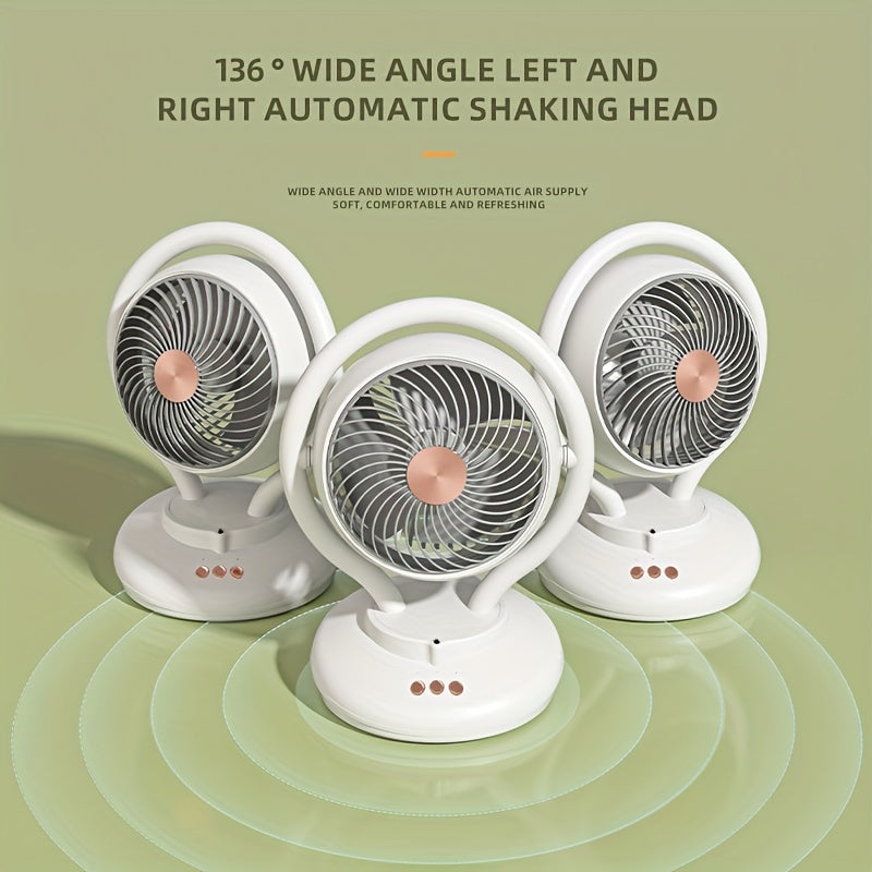 Portable Fan with Oxygen Ion Air Purification, Adjustable Speeds, Timer, Rechargeable Battery