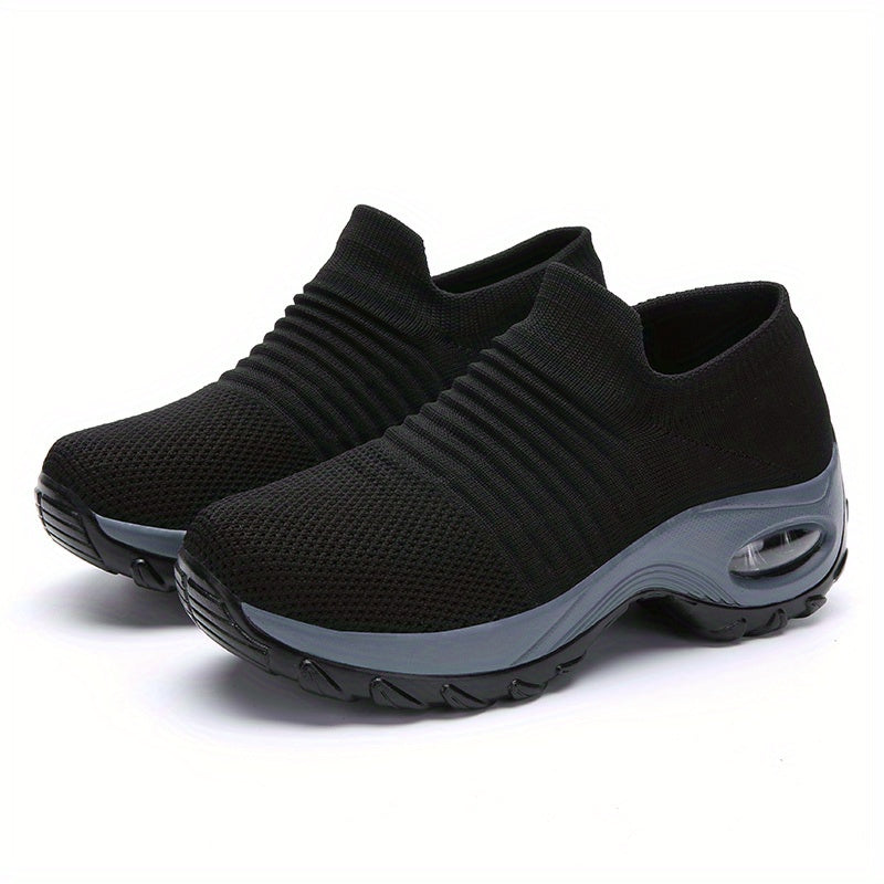 Zapatillas de media caña transpirables para mujer con amortiguación de aire, color sólido, para todas las estaciones