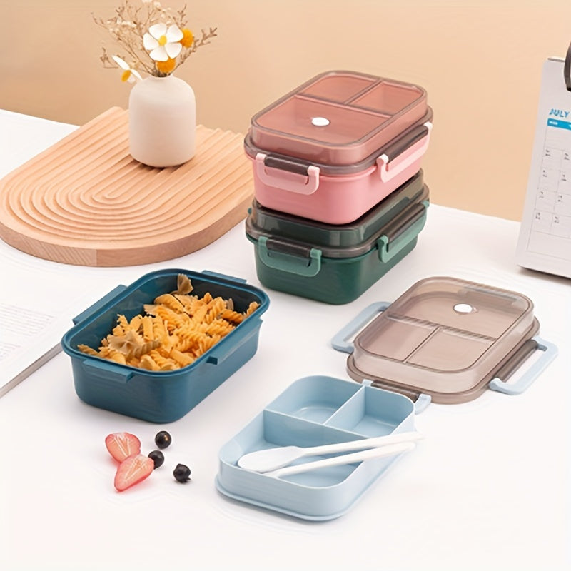 Double Layer Lunch Box with Tableware, Microwave Safe, Spacious, Food-Grade Plastic