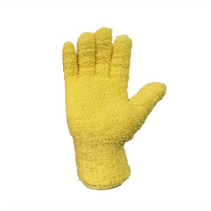 Microfiber Coral Fleece Cleaning Gloves Five-Finger Dust Remover Blue