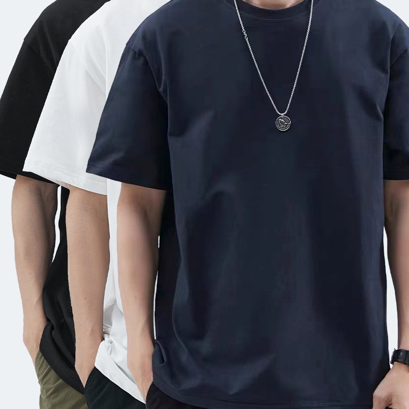 Men's Cotton Short Sleeve T-Shirts Pack Casual Summer Outdoor Wear