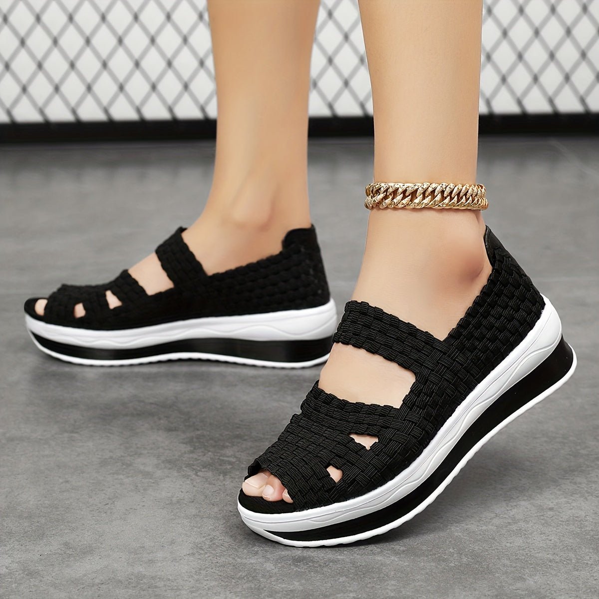 Women Handmade Woven Casual Sports Shoes Breathable Color Matching