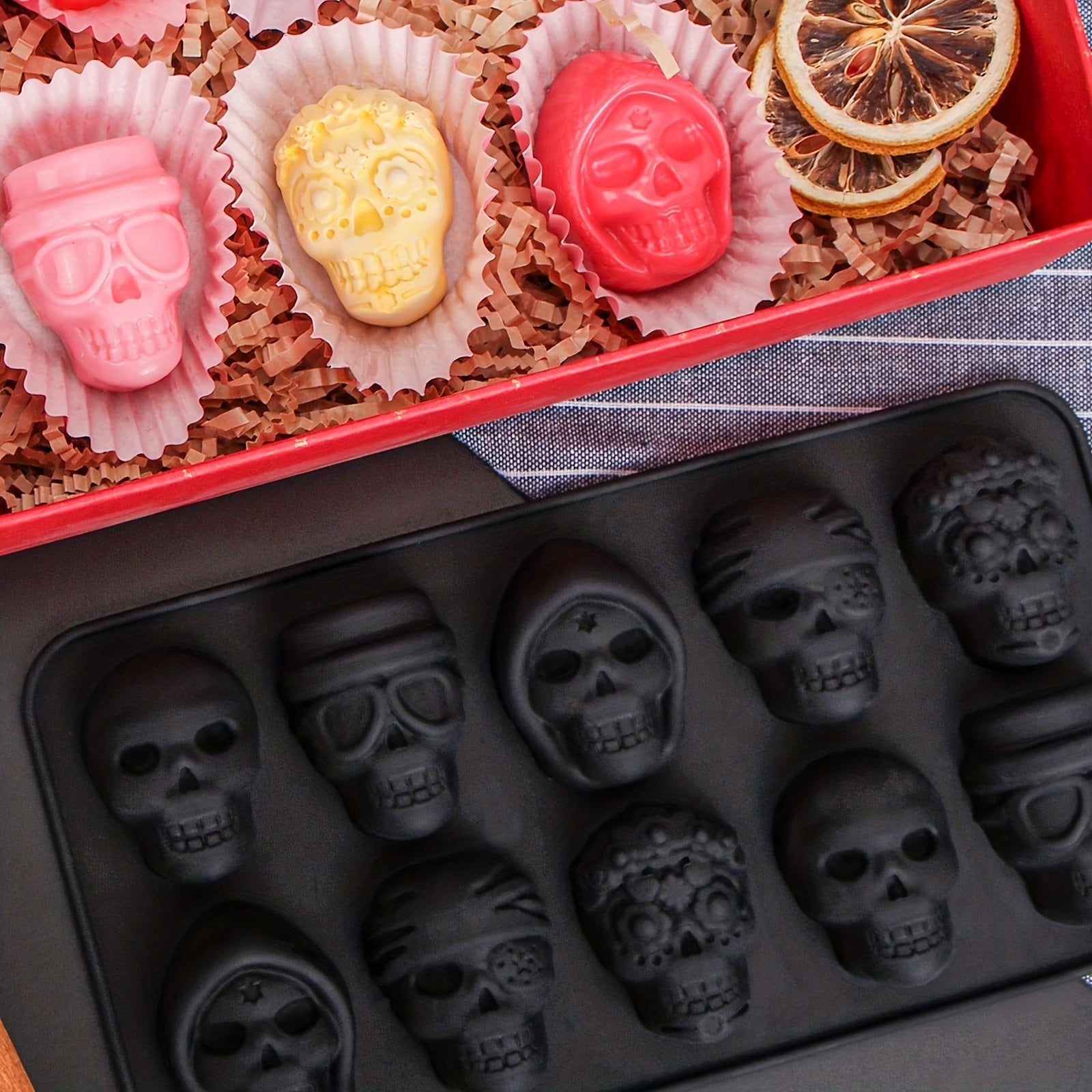 Halloween Skull Chocolate Mold 3D Silicone Candy Mold for Fondant and Decor