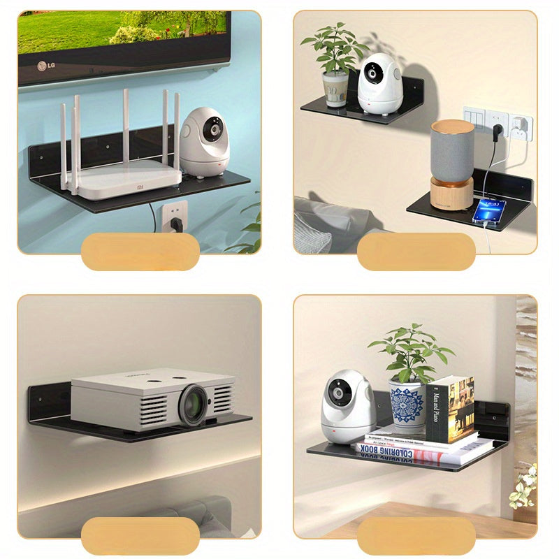 Organizador de montaje en pared para electrónica con material plástico para almacenamiento de TV, enrutador, decodificador y cámara