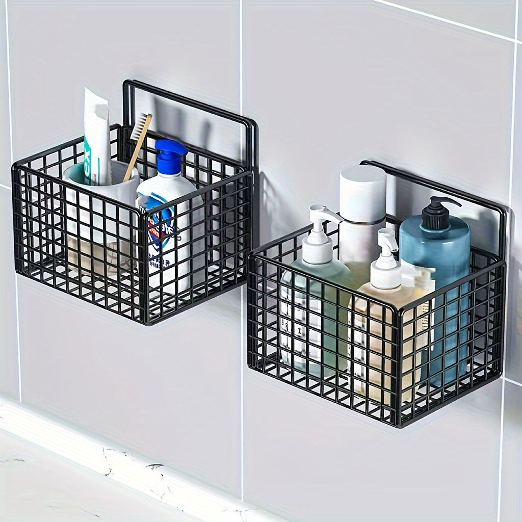 Rustic Cast Iron Bathroom Shelf Wall Mount No Drilling Metal Pipe Storage Organizer