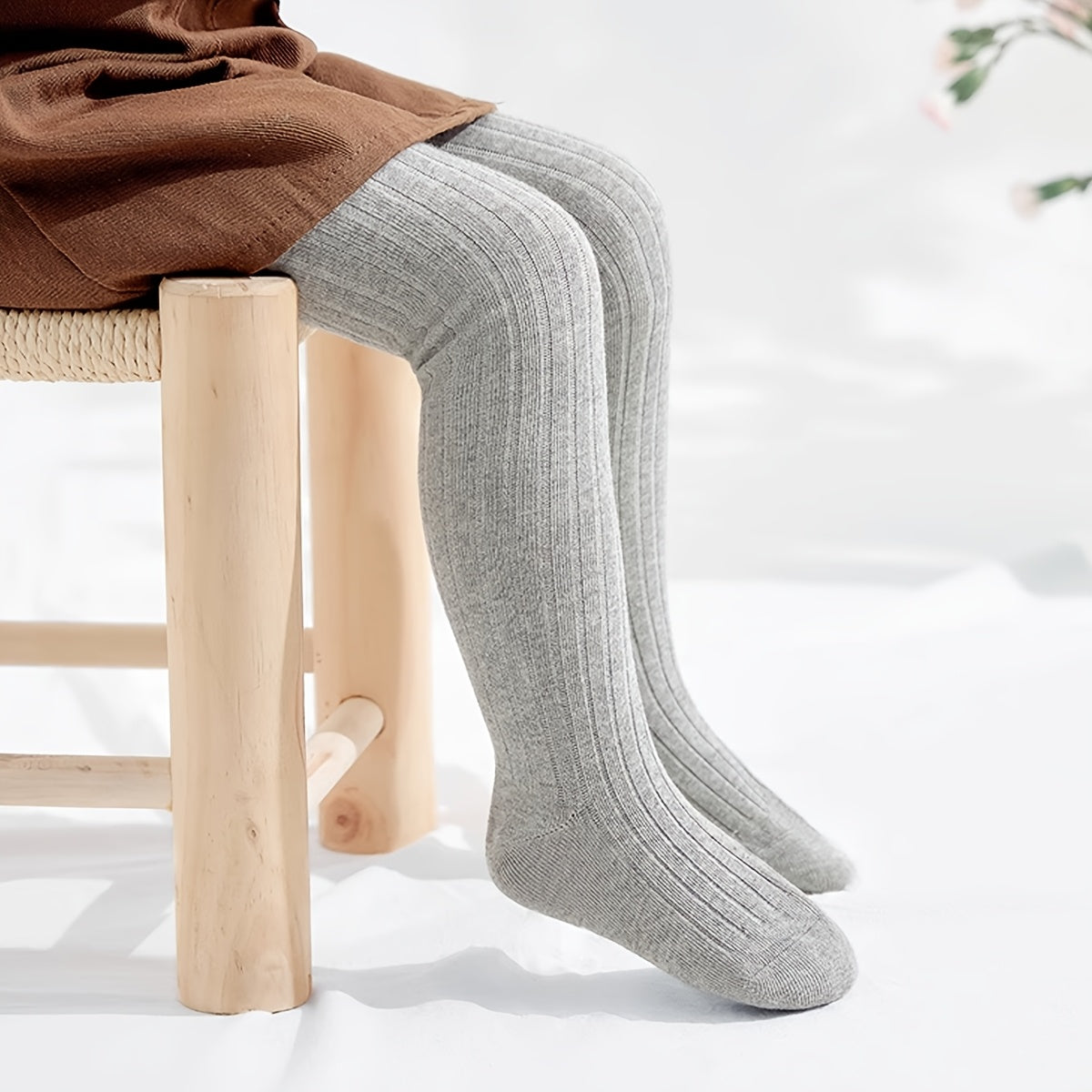 Qizlar Bahor/Kuz Gul naqshli Legginglar - Qulay, cho'ziluvchan, chiziqli dizaynga ega mustahkam rang, kichik moda ixlosmandlari uchun yumshoq to'qilgan taytlar.