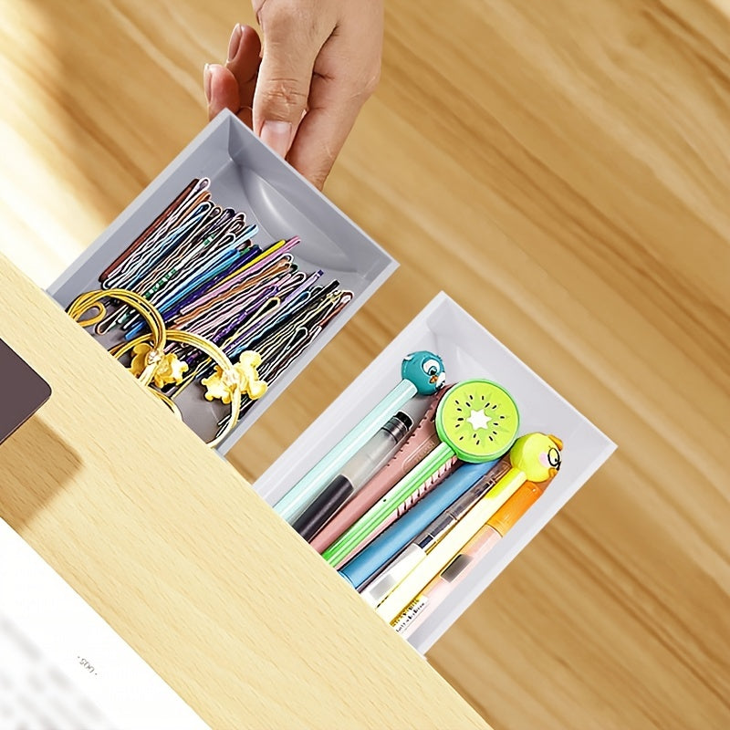 Deep Under Table Drawer Storage Box Gray White for Office Desk Organization