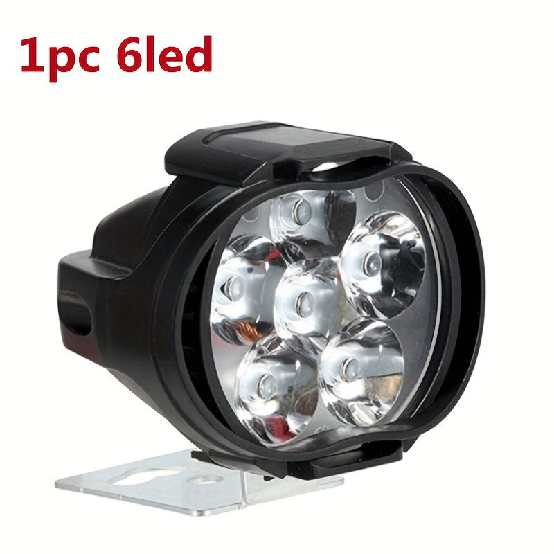 Motorcycle LED Fog Light 6500K White 6 LED Spot Headlamp 1200LM Pair
