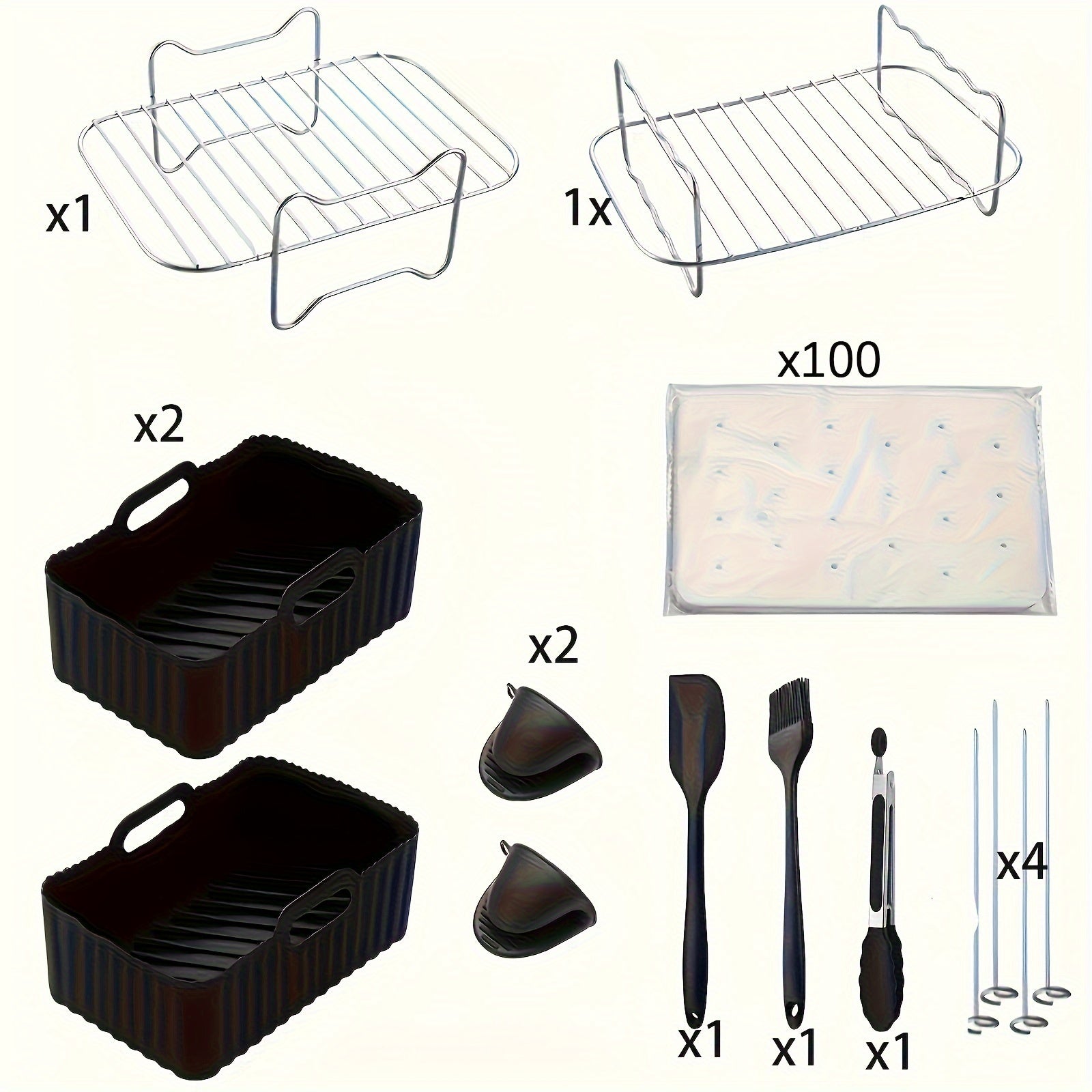 Stainless Steel Double Layer Grill Rack Set for Air Fryer Accessories for Multiple Kitchen Appliances