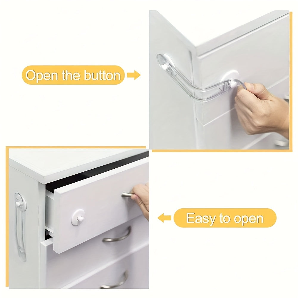 Set of 5 Clear Plastic Child Safety Locks for Drawers and Cabinets