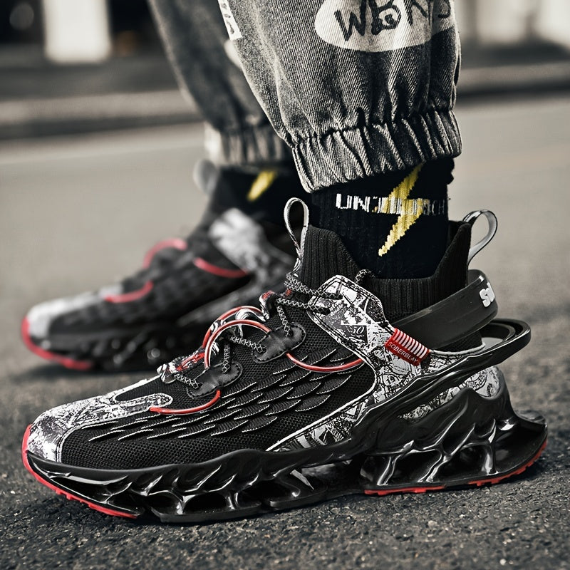 Erkaklar uchun nafas oladigan poyabzal, zarbani yutish va yengil, sirpanmaydigan dizayn bilan, yugurish, tennis, sport zali, tasodifiy yurish va sport faoliyatlari uchun.