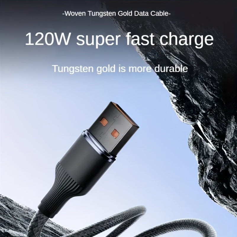 Cable trenzado de carga rápida USB Type-C 120W Tungsten Golden 3m