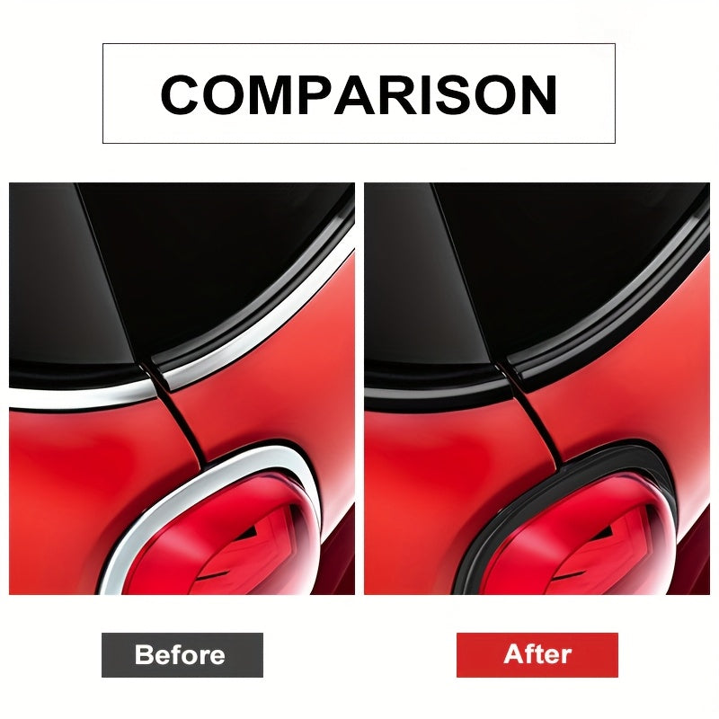 Vinilo de negro para coche con acabado de seda para molduras de ventanas, pegatinas de 10 m x 2 cm, calcomanías para puertas