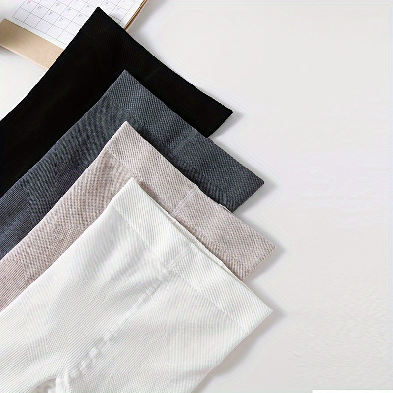 Set of 4 Girls' Vertical Striped Knit Leggings with Feet All-Season Children