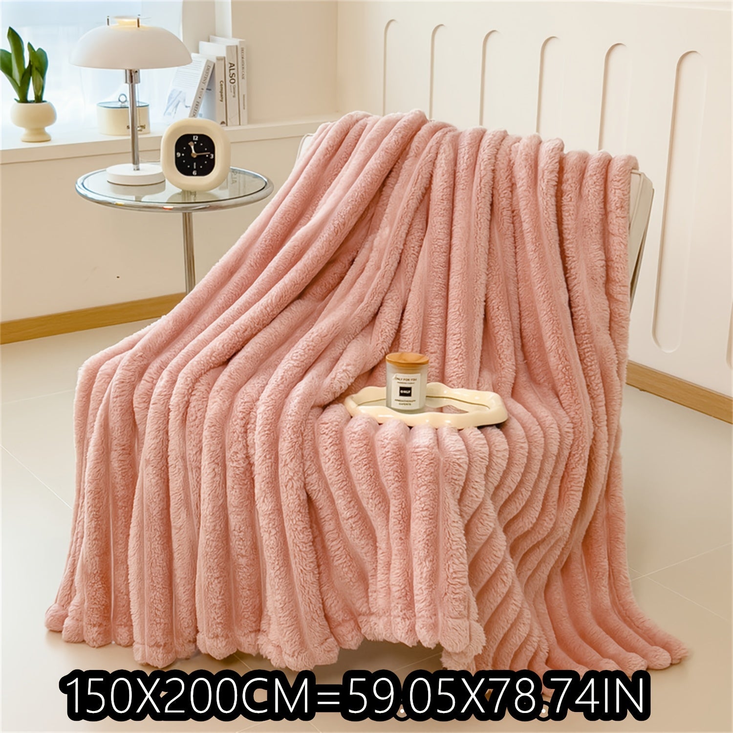 Soft Plush Faux Rabbit Blanket Cozy Warm Stylish for Home and Travel