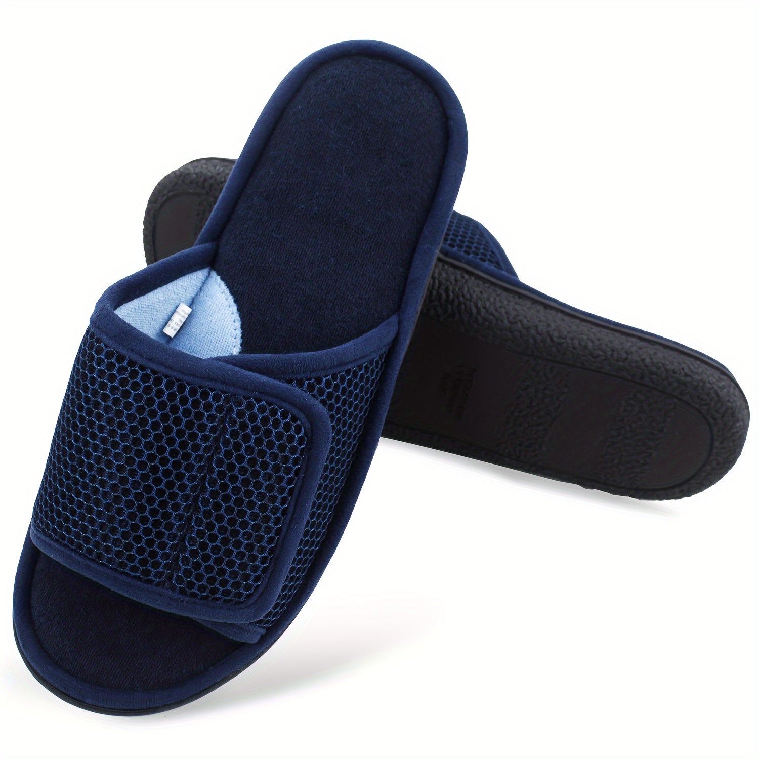 Men's Indoor Slippers Breathable Fabric Casual House Shoes Black Orange Adjustable