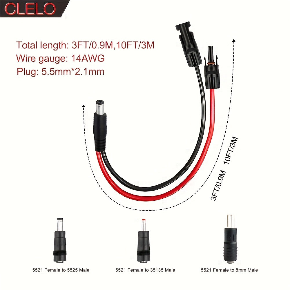 Conectores de panel solar para cables de extensión solar 5521 14AWG 3.5X1.35Mm