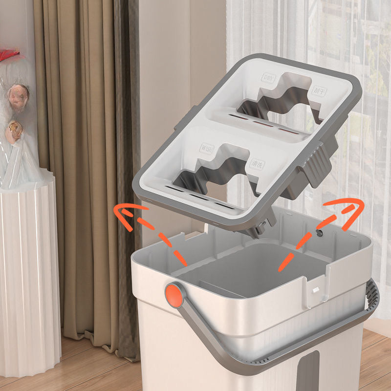 Gran conjunto de fregona gruesa y resistente con diseño plano de doble propósito y cubo para separación de seco y húmedo