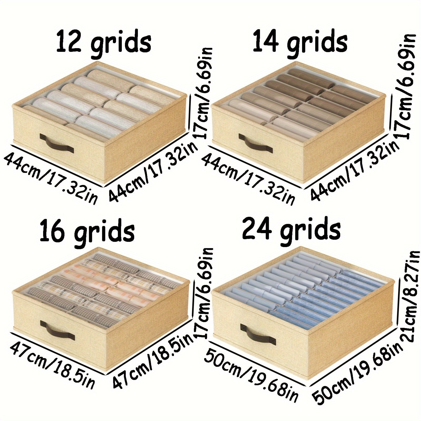 Kiyim-kechak saqlash savati, shimlar, ichki kiyimlar, sochiq uchun tarmoqlari bilan