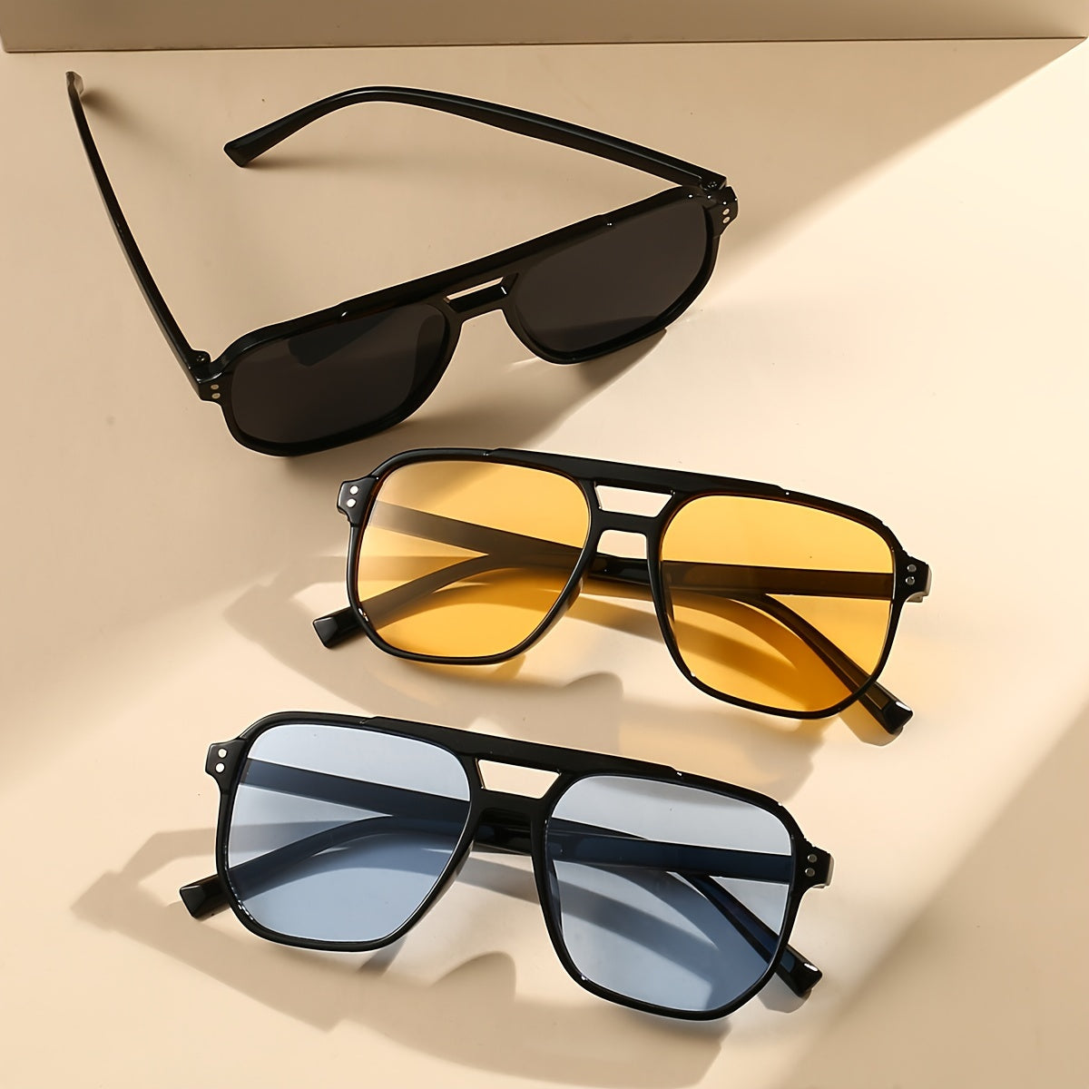 Две пары ретро-стильных очков для мужчин и женщин, большие солнцезащитные очки с антибликовым покрытием для вождения, отдыха на пляже и путешествий
