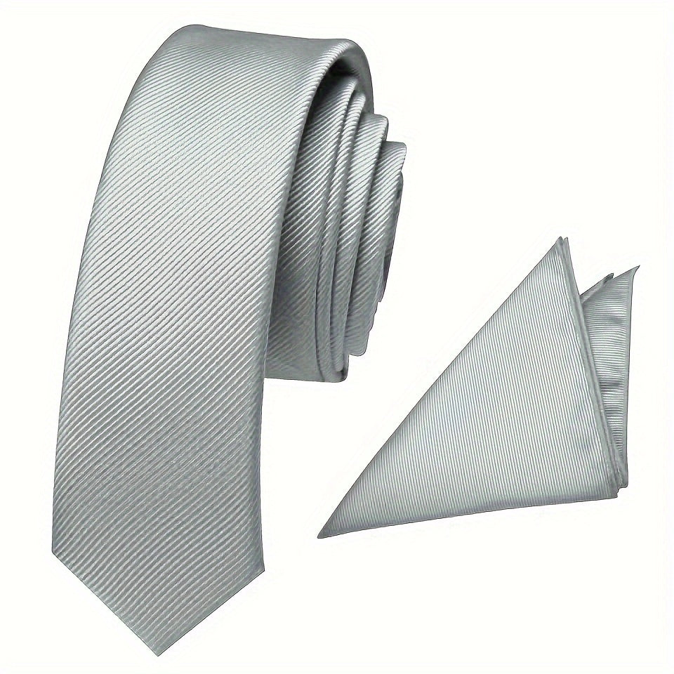 Rasmiy va ish kiyimlari uchun 2 ta to'liq rangli erkaklar galstuklari va ko'rsatilgan cho'ntak shamlari to'plami