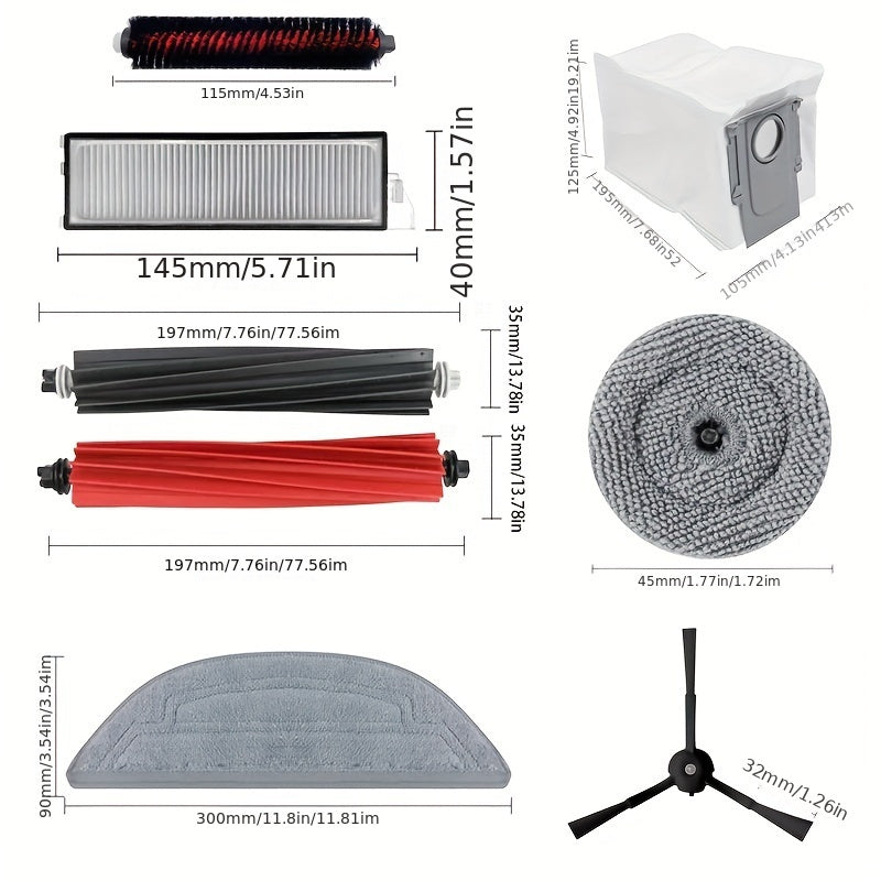 23-Piece Vacuum Cleaner Accessory Kit for Roborock S8 MaxV Ultra G20S Includes Filters Dust Bags Rubber Brush