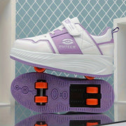 Girls Low Top Skate Shoes with Wear-Resistant Anti-Slip Wheels for Indoor Outdoor All-Season