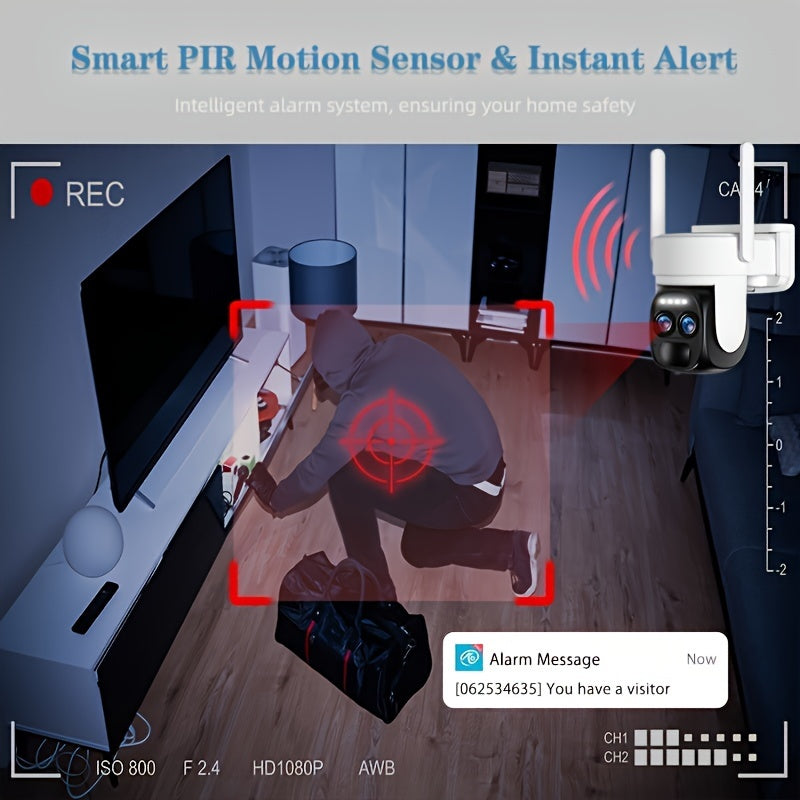 Wireless Outdoor Security Camera with Dual-Lens 8X Zoom 360° Pan-Tilt Night Vision