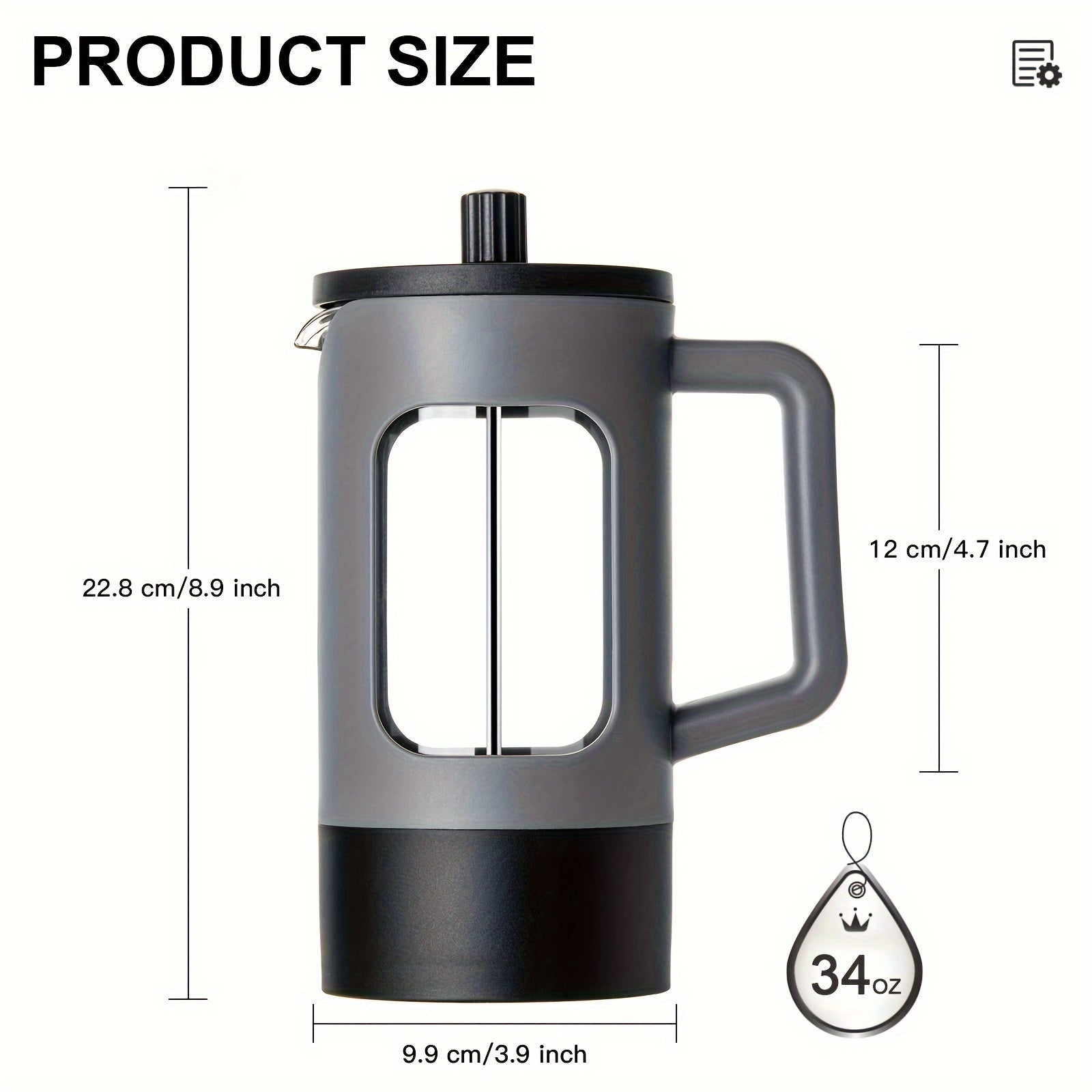 French Press Coffee Maker 350ml 600ml 1L Glass Stainless Steel Manual Brew