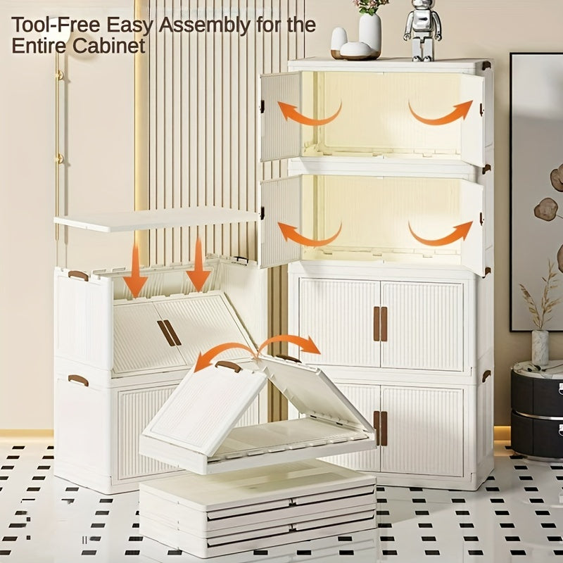 Foldable Plastic Storage Bin with 4/5 Tiers Large Capacity for Clothes Toys Books