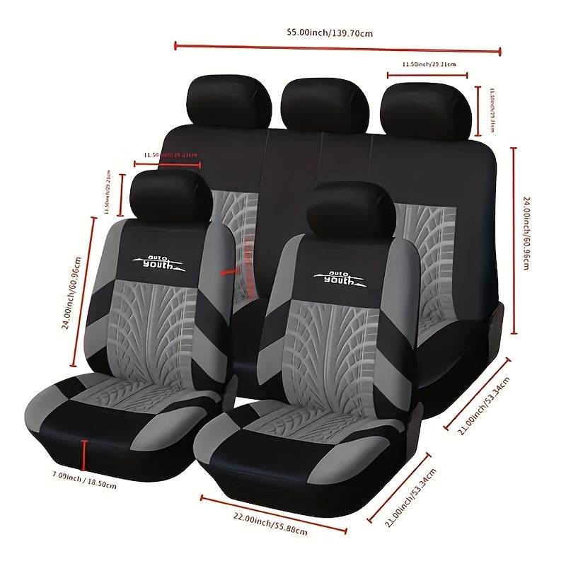 Universal 5-Seater Car Seat Cover Polyester Sponge Filled All-Season Hand Wash
