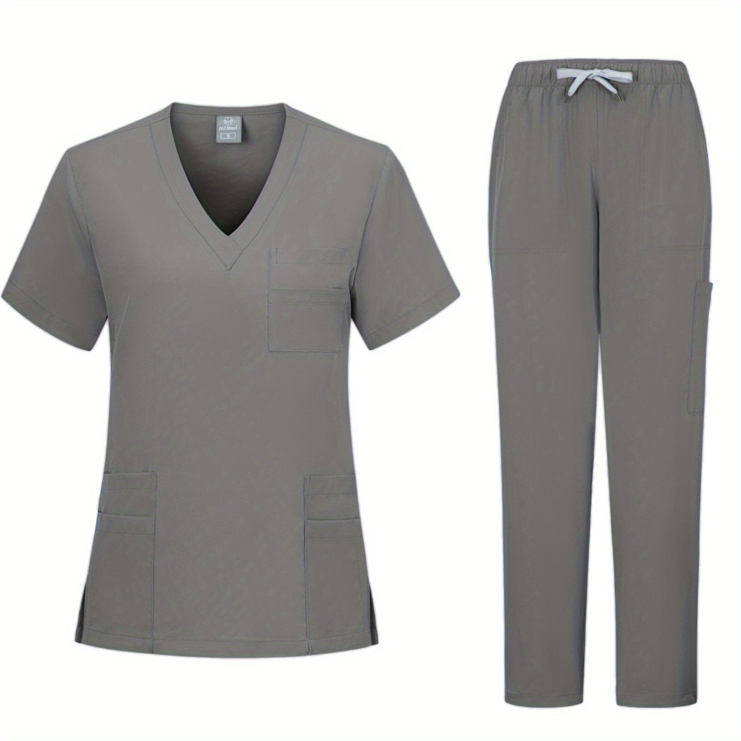Frosted Women's Medical Scrubs Set Short-Sleeve Top and Pants Polyester Woven