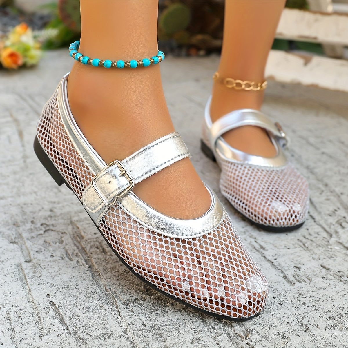 Zapatos planos para mujer de malla transpirable y ligero para verano, fiesta y baile